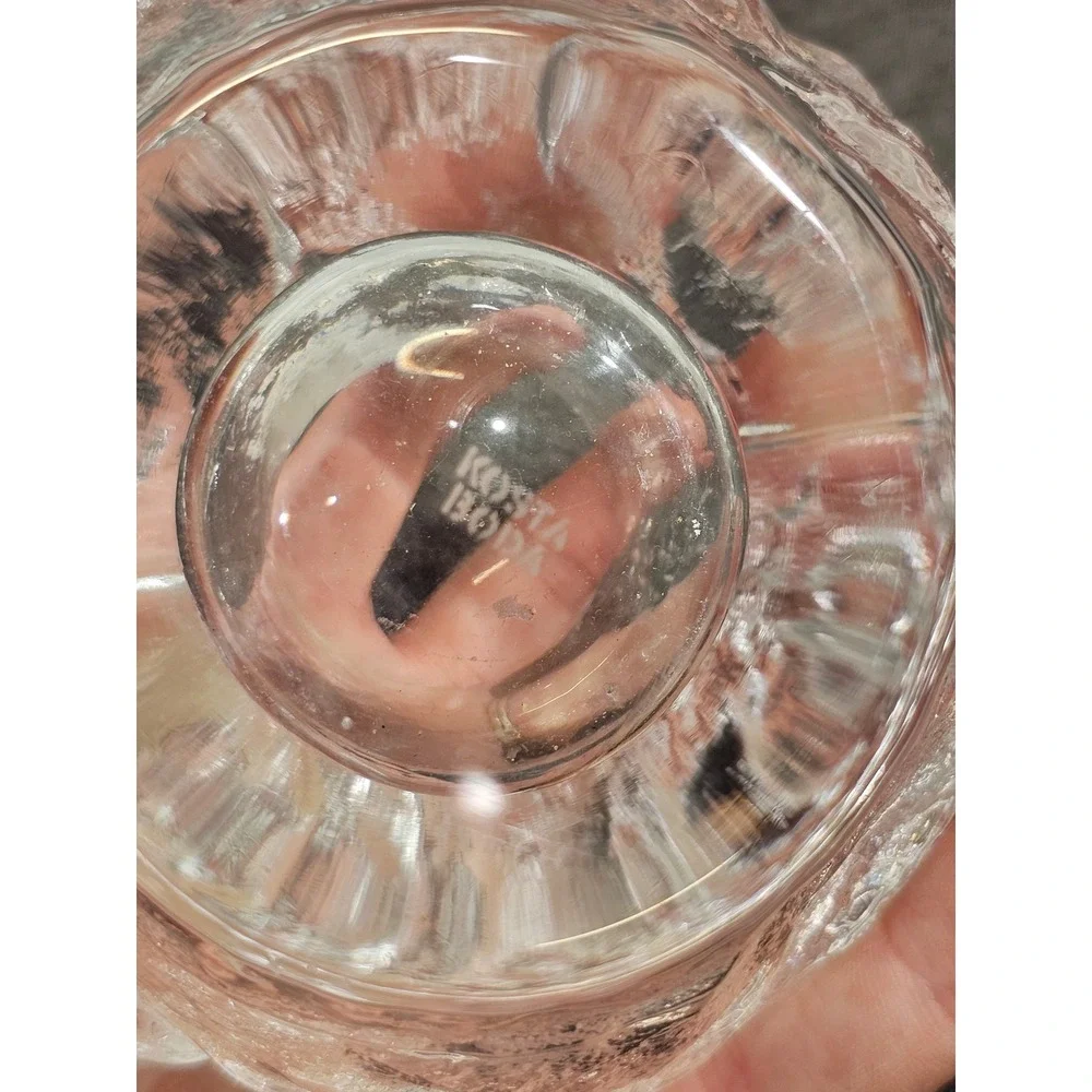 Kosta Boda Snowball Crystal Votive Candle Holder Ann Wolff Swedish Art Glass 3in